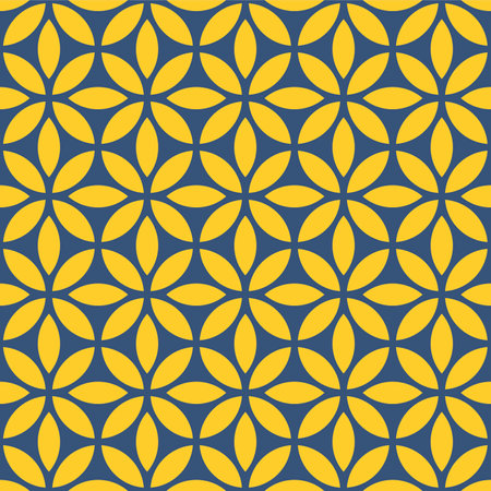 Japanese Star Petal Flower Vector Seamless Patternのイラスト素材