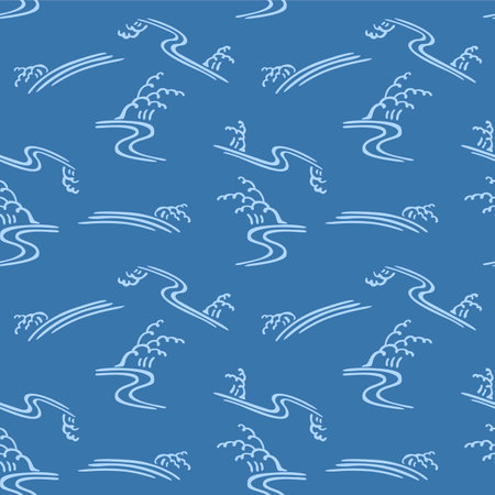 Japanese Storm Ocean Wave Vector Seamless Patternのイラスト素材