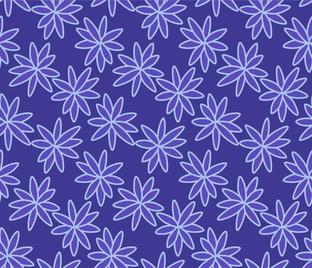 Japanese Star Petal Flower Vector Seamless Patternのイラスト素材