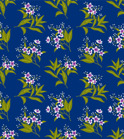 Japanese Wild Bouquet Vector Seamless Patternのイラスト素材