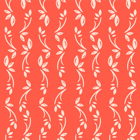 Japanese Curl Leaf Branch Stripe Vector Seamless Patternのイラスト素材