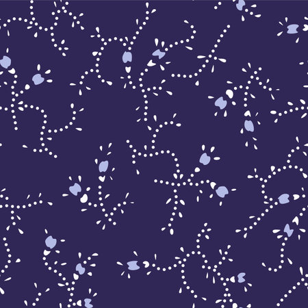 Japanese Flower Dot Line Vector Seamless Patternのイラスト素材