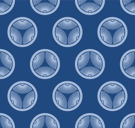 Japanese Hand Fan Circle Vector Seamless Patternのイラスト素材