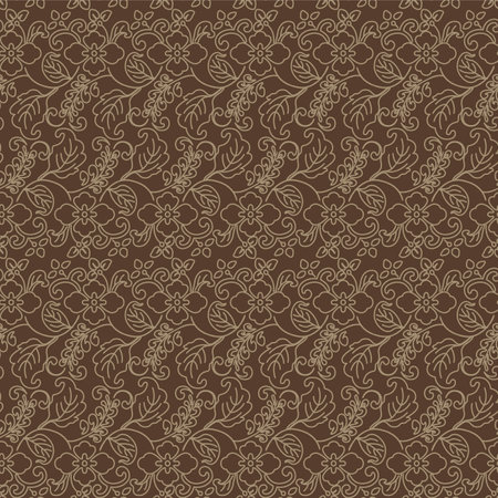 Japanese Luxury Leaf Vine Line Vector Seamless Patternのイラスト素材