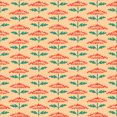 Japanese Flower Leaf Stripe Vector Seamless Patternのイラスト素材