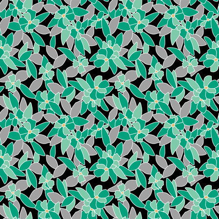 Japanese Wild Tropical Flower Leaf Vector Seamless Patternのイラスト素材