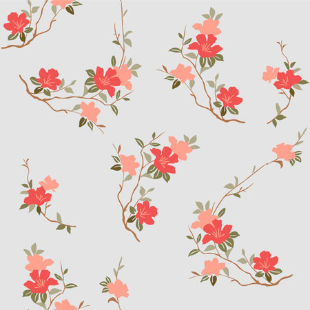 Japanese Sweet Wild Bouquet Vector Seamless Patternのイラスト素材