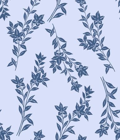 Japanese Romantic Swirl Flower Leaf Vector Seamless Patternのイラスト素材
