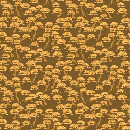 Japanese Pine Tree Motif Vector Seamless Patternのイラスト素材