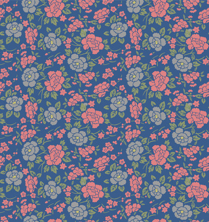 Japanese Pretty Bouquet Vector Seamless Patternのイラスト素材