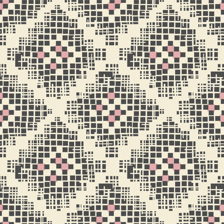 Japanese Square Pixel Diamond Vector Seamless Patternのイラスト素材
