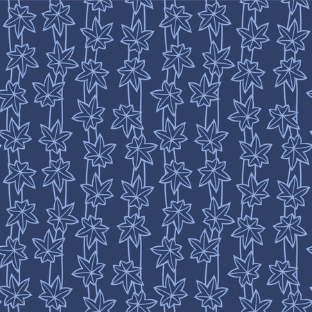 Japanese Maple Leaf Swirl Line Vector Seamless Patternのイラスト素材