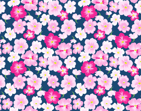Japanese Sweet Cherry Blossom Vector Seamless Patternのイラスト素材