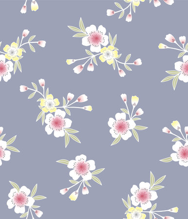 Japanese Cherry Blossom Bouquet Vector Seamless Patternのイラスト素材