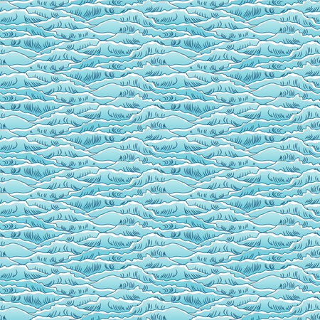 Japanese Art Ocean Wave Vector Seamless Patternのイラスト素材