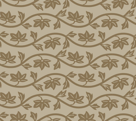 Japanese Leaf Vine Vector Seamless Patternのイラスト素材