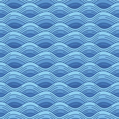 Japanese Ocean Wavy Line Vector Seamless Patternのイラスト素材