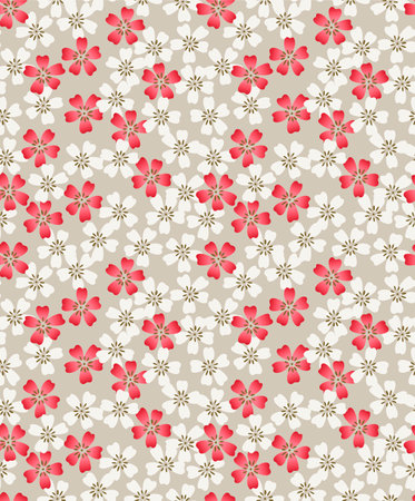 Japanese Cherry Blossom Fall Vector Seamless Patternのイラスト素材