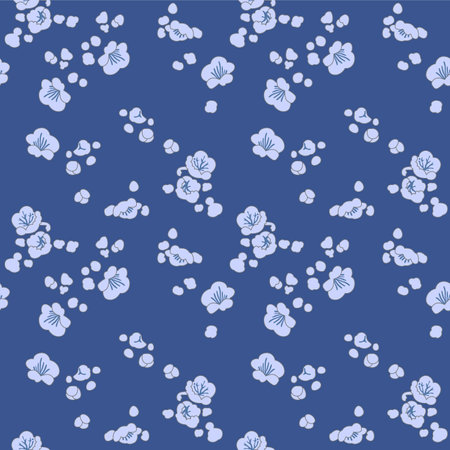 Japanese Round Blossom Fall Vector Seamless Patternのイラスト素材