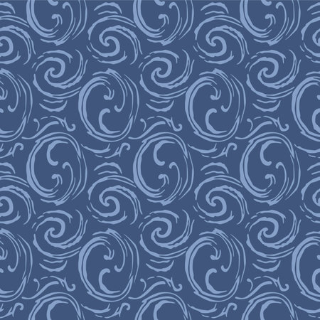 Japanese Swirl Wave Line Vector Seamless Patternのイラスト素材