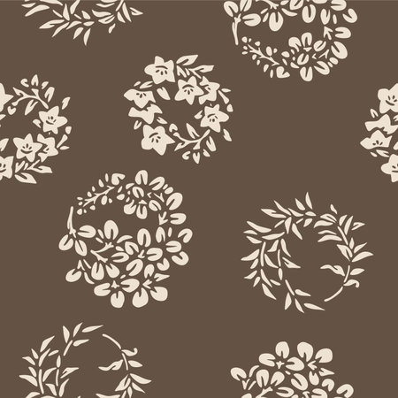 Japanese Pretty Flower Ring Vector Seamless Patternのイラスト素材