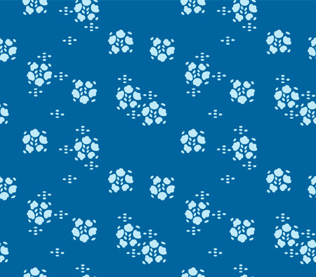 Japanese Round Flower Vector Seamless Patternのイラスト素材