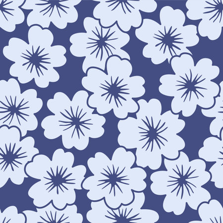 Japanese Overlap Cherry Blossom Vector Seamless Patternのイラスト素材