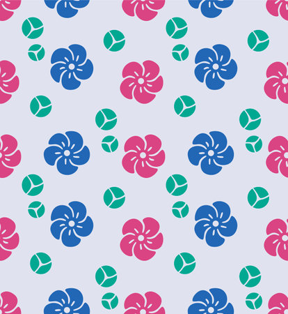 Japanese Cute Circle Cherry Blossom Vector Seamless Patternのイラスト素材