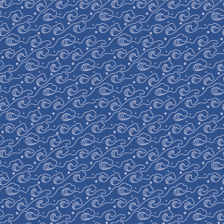 Japanese Curl Ocean Wave Vector Seamless Patternのイラスト素材