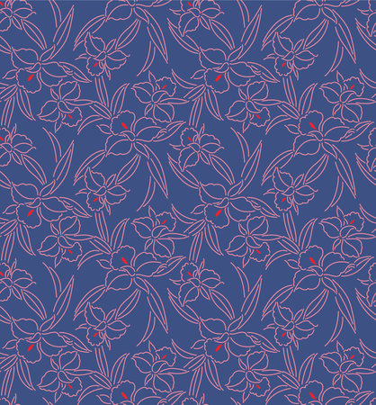 Japanese Wild Flower Leaf Vector Seamless Patternのイラスト素材