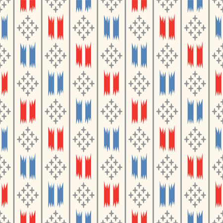 Japanese Embroidery Motif Stripe Vector Seamless Patternのイラスト素材
