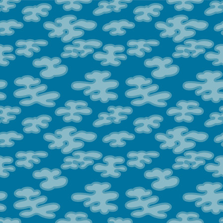 Japanese Round Cloud Vector Seamless Patternのイラスト素材