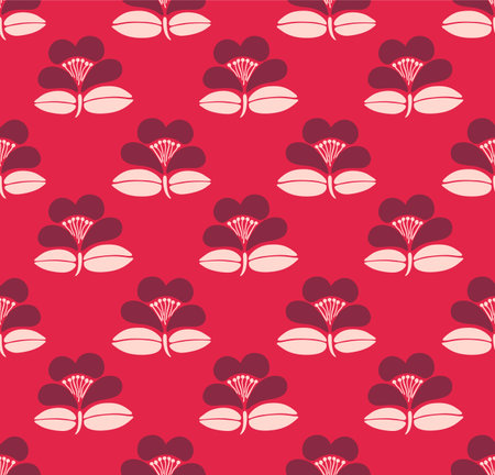Japanese Pretty Flower Leaf Vector Seamless Patternのイラスト素材