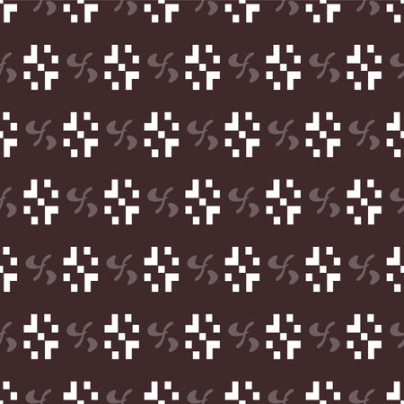 Japanese Cross Flower Motif Vector Seamless Patternのイラスト素材