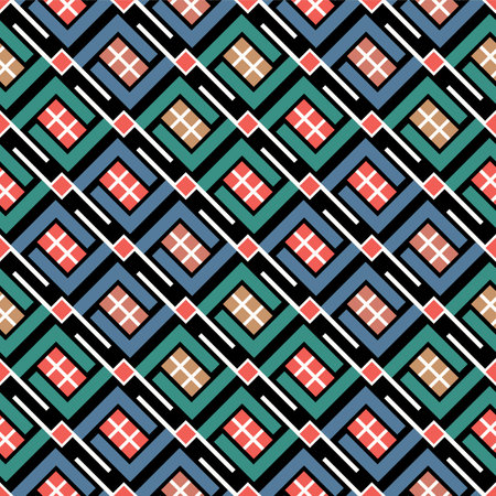 Japanese Diamond Mesh Line Net Vector Seamless Patternのイラスト素材