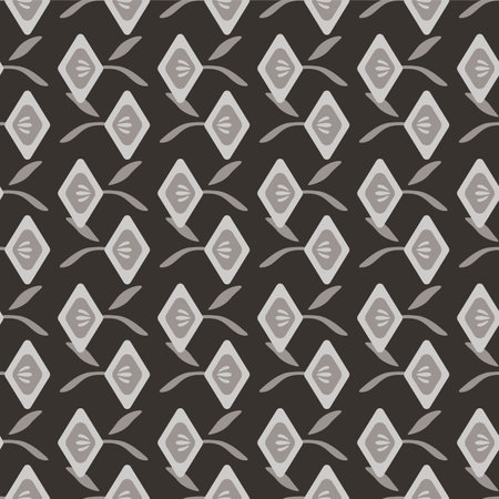 Japanese Diamond Flower Leaf Motif Vector Seamless Patternのイラスト素材