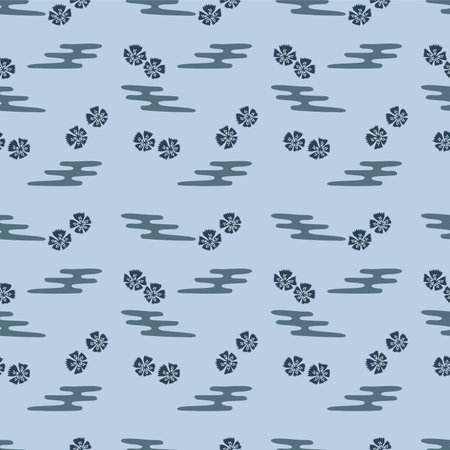 Japanese Wild Flower Fall Vector Seamless Patternのイラスト素材