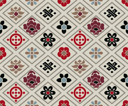 Japanese Classic Motif Diamond Vector Seamless Pattern