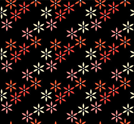 Japanese Star Flower Vector Seamless Patternのイラスト素材