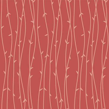 Japanese Swirl Leaf Branch Line Vector Seamless Patternのイラスト素材