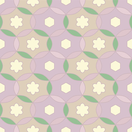 Japanese Circle Flower Net Vector Seamless Patternのイラスト素材