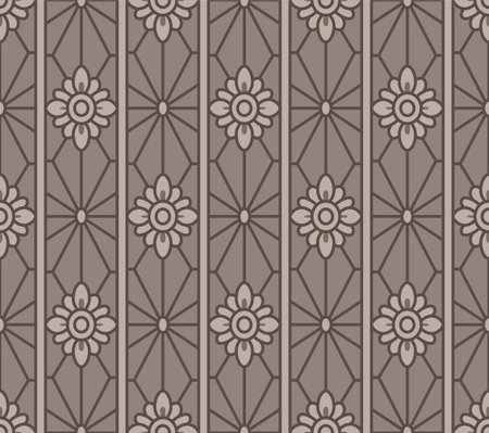Japanese Flower Hexagon Star Stripe Vector Seamless Patternのイラスト素材