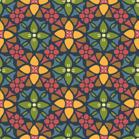 Japanese Cross Flower Mosaic Vector Seamless Patternのイラスト素材