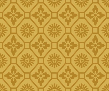 Japanese Flower Octagon Mosaic Vector Seamless Patternのイラスト素材
