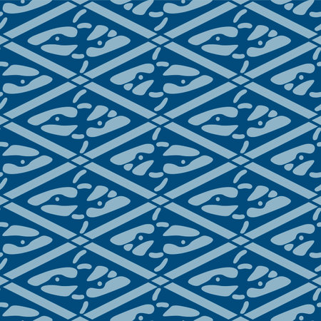 Japanese Bird Diamond Net Vector Seamless Patternのイラスト素材