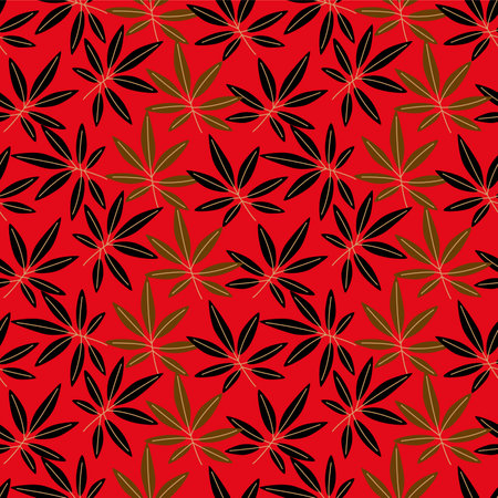 Japanese Wild Leaf Vector Seamless Patternのイラスト素材