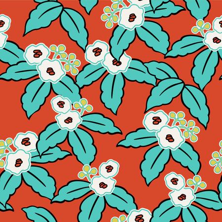 Japanese Pretty Bouquet Vector Seamless Patternのイラスト素材