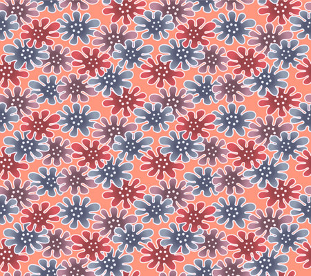 Japanese Overlap Flower Vector Seamless Patternのイラスト素材