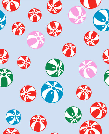 Japanese Colorful Beach Ball Vector Seamless Patternのイラスト素材