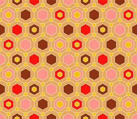 Japanese Hexagon Mosaic Vector Seamless Patternのイラスト素材